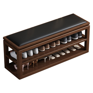 全实木换鞋凳家用门口长凳入户门鞋柜坐凳一体新中式穿鞋凳鞋架