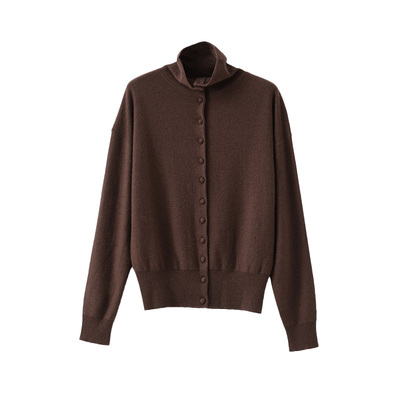 popchrio羊毛堆堆领针织开衫