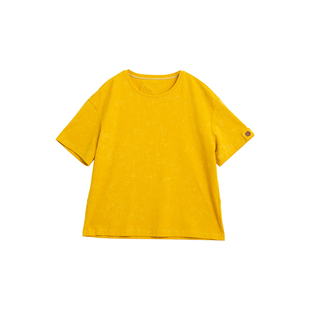 忘城H1174座/夏季新款棉氨纶宽松微弹炒雪花印花绣花短袖T恤上衣