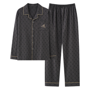 睡衣男款春秋季纯棉加大码男士100%全棉青年秋天可外穿家居服套装