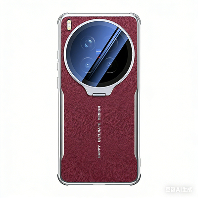 适用vivoX300Ultra手机壳新款高档素皮X300S全包镜头支架隐形一体x200pro防摔高级感电镀硅胶1保护套轻奢商务