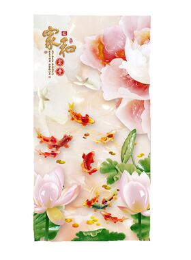 【自粘墙贴】中式荷花玄关装饰画