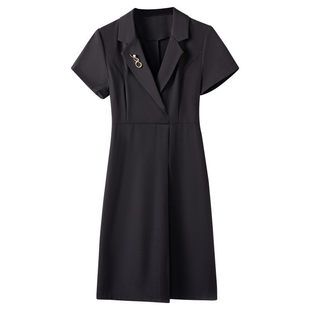 黑色西装连衣裙春夏女士高级气质工装修身职场通勤休闲上班西装裙