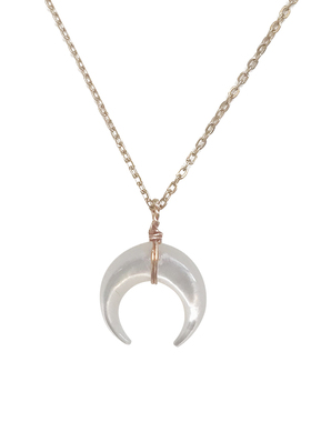 天然贝珍珠月亮纯银项链高级夏季