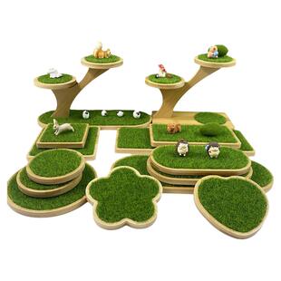 手办草坪底座绿草地场景装饰小清新田园风模型摆台车载中控装饰