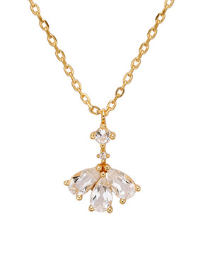 925银镀金裙摆水晶项链耳钉