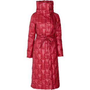 名师路红色羽绒服女中长款新款加厚过膝修身时尚外套