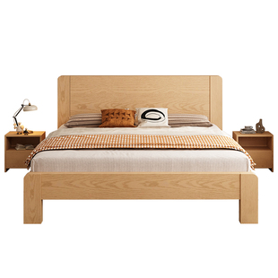 全实木床卧室1米8主卧双人床1米5橡木排骨架出租房用1米2单人床架