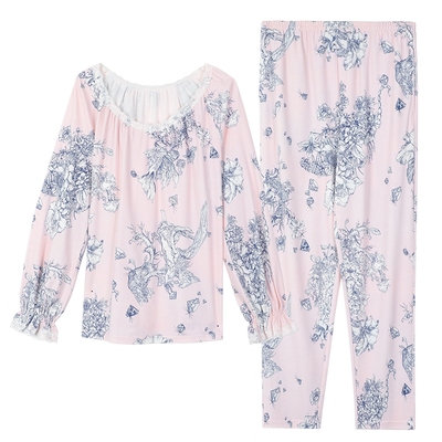 安莉芳专柜新品莫代尔棉质圆领套头睡衣女士家居服套装EL00833