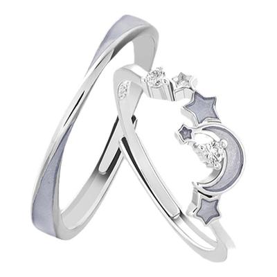 KOOKISS S925银 闪耀星河夜光戒指轻奢小众高级感可调节情侣对戒