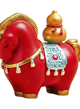 国潮陶瓷生肖马招财玄关摆件