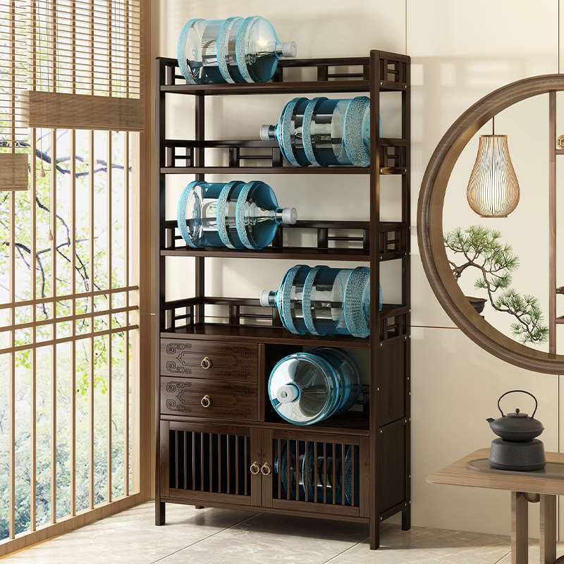 茶水柜办公室茶叶柜子博古置物架实木客厅边柜茶室茶具收纳储物柜