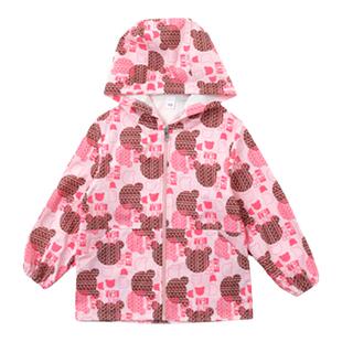 新款秋冬女童薄款羽绒服防水罩衣长袖时尚画画护衣洋气拉链外穿衣