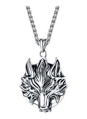 钛钢男士霸气狼头项链送男友礼物