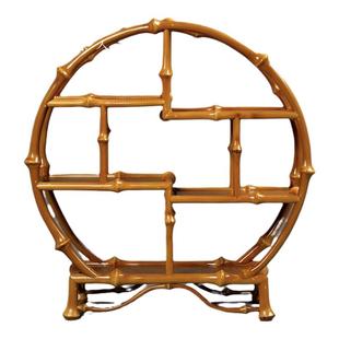 竹雪明|筇竹圆形茶具博古架 小摆件隔断家具陈列古董架茶叶多宝阁