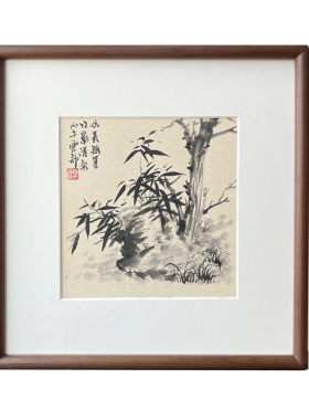 纯手绘中式竹子山水国画定制