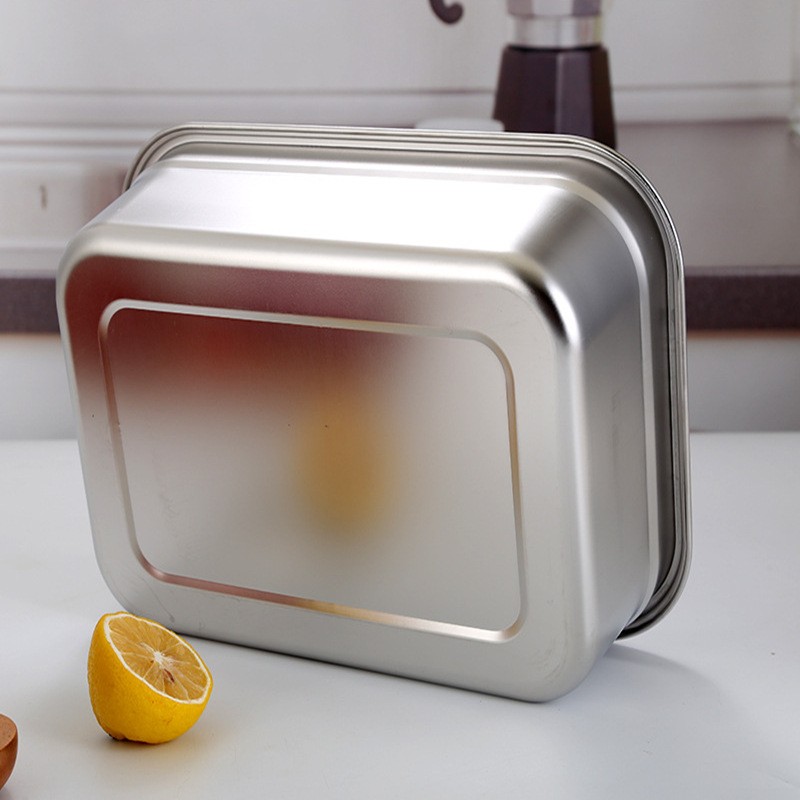 加厚不锈钢家用餐馆保鲜盒饭盒泡菜盒盒物密封收纳盒储便当冰箱