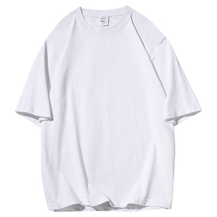 王嘉尔同款纯黑色短袖t恤男款350g重磅纯棉宽松厚实百搭半袖上衣