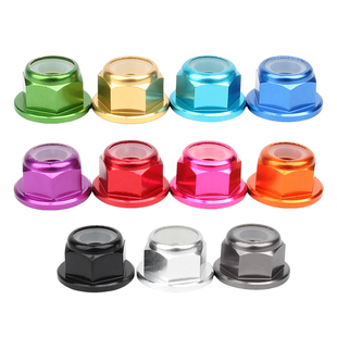 多彩色铝合金法兰螺帽尼龙圈自锁螺丝帽锁紧防松螺母密封DIY配件