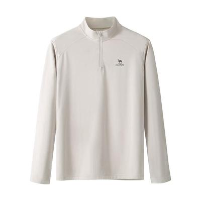 骆驼运动立领长袖T恤加绒速干衣男2025秋冬新款跑步健身服上衣女