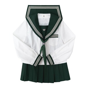 车厘子jk原创绿三本水手服女日系学院风基础款校供制服百褶裙套装