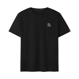 HLA/海澜之家短袖T恤男士夏季新款大码圆领中年爸爸男装黑色上衣