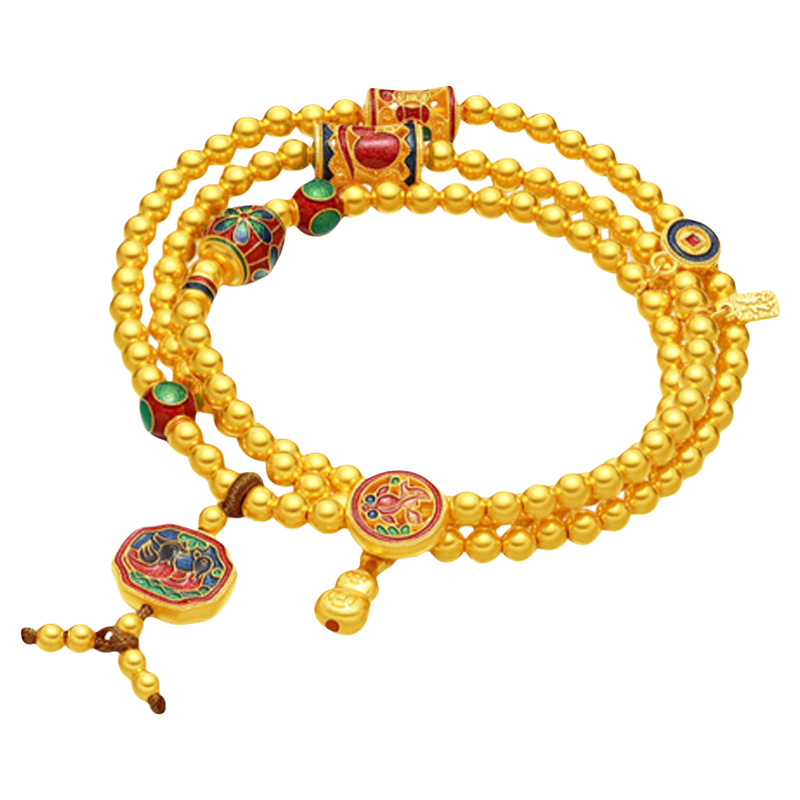 潮宏基臻金珍藏黄金项链足金套链手链古法手串压襟高级感新中式卟