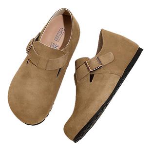 真皮防水勃肯鞋女2026春新款内增高全包软底一脚蹬美拉德博肯单鞋