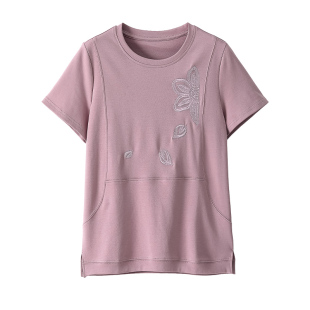 妈妈短袖t恤女 新款2026夏装纯棉衣服休闲半袖小衫中老年百搭上衣