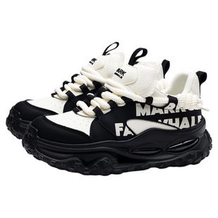 马克华菲男鞋厚底老爹鞋2025新款冬季黑白增高鞋子男士运动休闲鞋