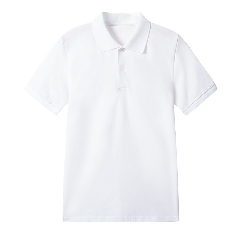 中小学生夏季薄蓝色白色短袖polo衫T恤儿童纯棉薄款男女校服班服