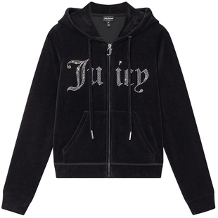 Juicy Couture橘滋【云棉天鹅绒】外套女25秋冬新款黑色丝绒上衣