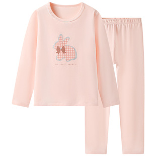 女童内衣套装秋冬纯棉薄款女孩秋衣秋裤学生线衣线裤棉毛衫莱卡棉