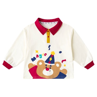 儿童polo领长袖男童T恤嘟嘟家宝宝春季上衣打底衫衣服女童春装潮