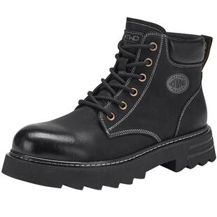 热风男鞋2025年秋冬新款男士复古休闲马丁靴百搭短筒靴子工装男靴