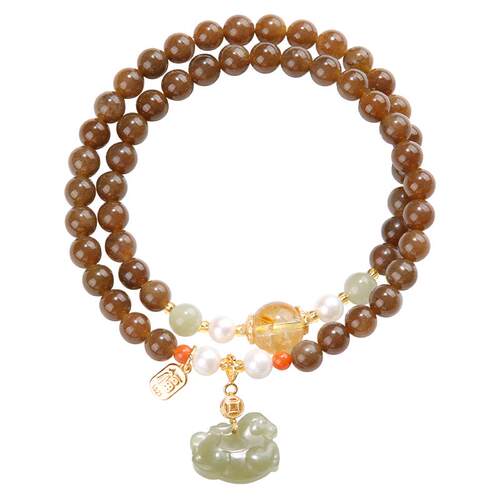 天然和田玉糖玉手串女浓情蜜意款焦糖色玉石手链高端送女士礼物