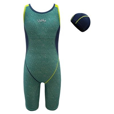 有这么只小鲨鱼高弹贴肤女孩儿童连体训练泳衣竞速专业比赛游泳衣