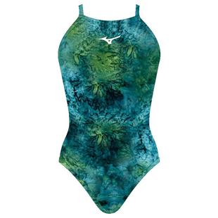 美津浓泳衣女绿蟒蛇纹连体三角专业青蛇竞速新款游泳馆专用游泳衣