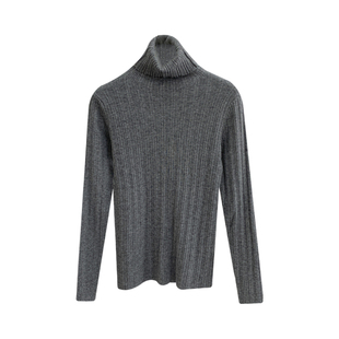 奶白色竖纹高领针织衫打底女气质秋冬内搭显瘦百搭纯色针织上衣女