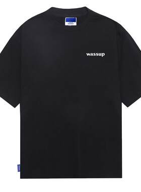 wassup短袖t恤男女重磅纯棉