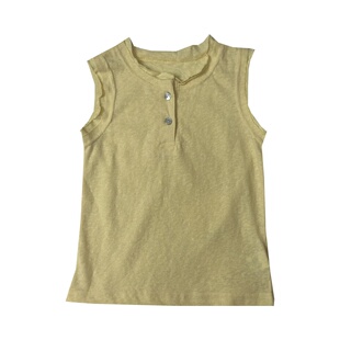 女童黄色无袖背心上衣夏季新品韩系女宝宝设计感格子拼花边直筒裤