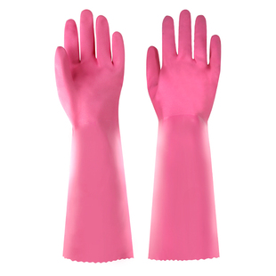 东亚802F洗碗棉手套橡胶防水洗衣服家务厨房刷碗食堂隔热绒胶手套