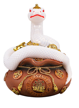 合成玉石蛇手工彩绘工艺品摆件