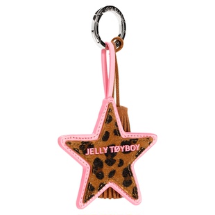 JTB流星豹纹吊饰.原创豹纹包挂五角星皮质配饰美式复古风包包挂件