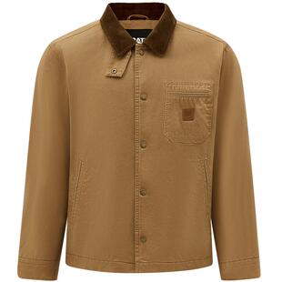 卡特25秋冬新品男士皮质贴布口袋底特律工装灯芯绒翻领棉服外套