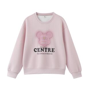 快鱼卡通慵懒卫衣2026年春季新款女舒适宽松落肩印花日常上学长袖