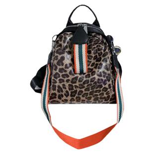 野狼部落新品进口布料亮片印花豹纹休闲大容量双肩背包手提百搭潮