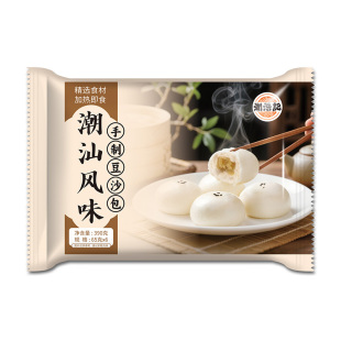 潮浩记手工豆沙包广式点心早茶速冻包子半成品绿豆沙儿童营养早餐