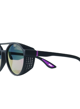 磨砂质感圆框炫彩偏光墨镜