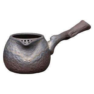 粗陶侧把公道杯干烧烤茶罐大容量陶瓷围炉煮茶壶可加热明火电陶炉